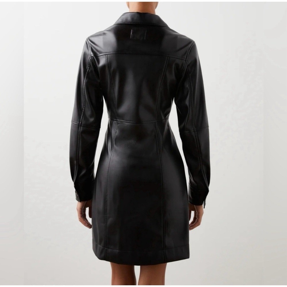 NEW Rails Ruby Faux Leather Black Mini Shirtdress Size Small Long Sleeve NWT - Picture 5 of 14